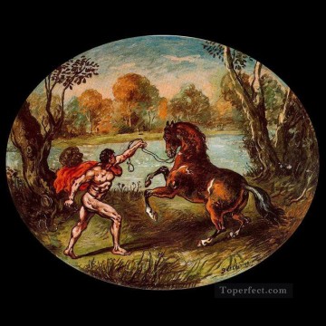 Giorgio de Chirico Painting - dioscuri with horse Giorgio de Chirico Metaphysical surrealism